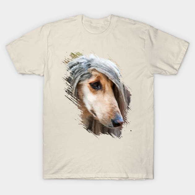 Afghan Hound Portrait T-Shirt by Nartissima